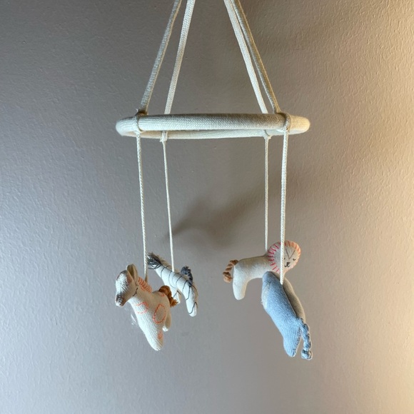 MeriMeri Cream and Blue Baby Mobile with Animal Figures - Picture 4 of 6